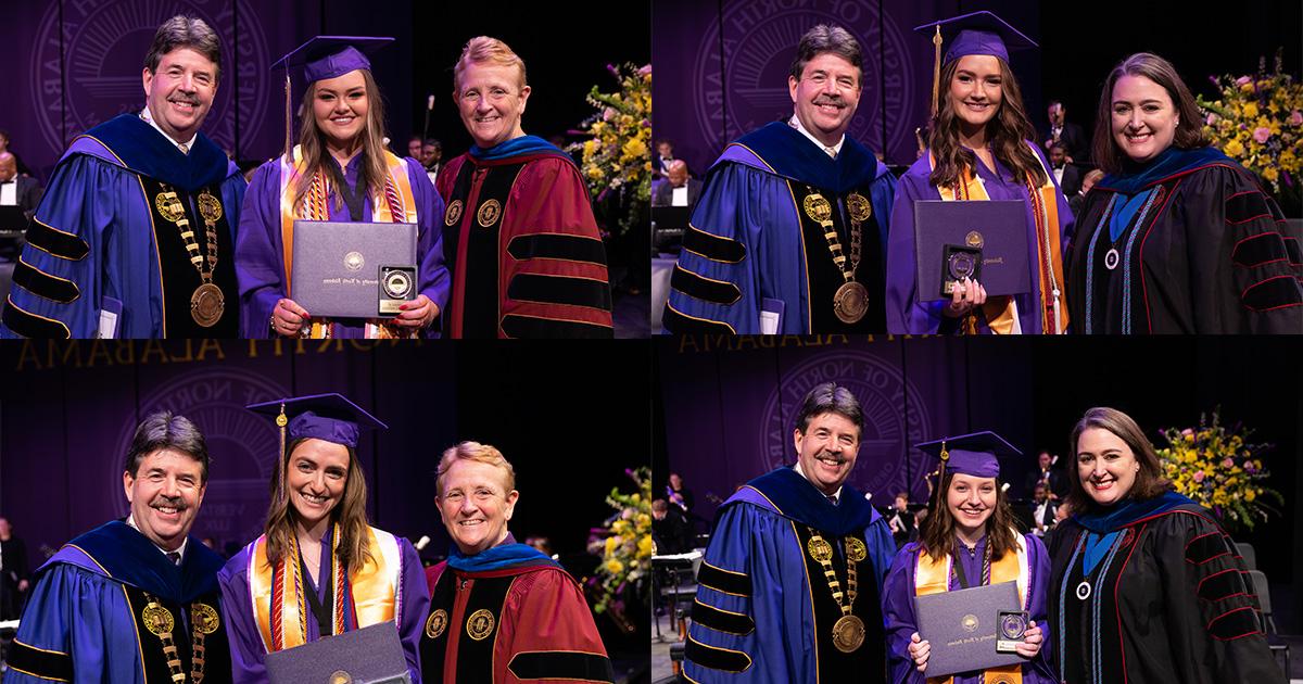 Five students were honored as part of the recent fall commencement ceremonies at the University of North Alabama.